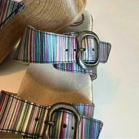 Dansko Women's Sophie - Metallic Stripe, Clog Sandal with 2 Straps, Size 38, GUC - Picture 3 of 9